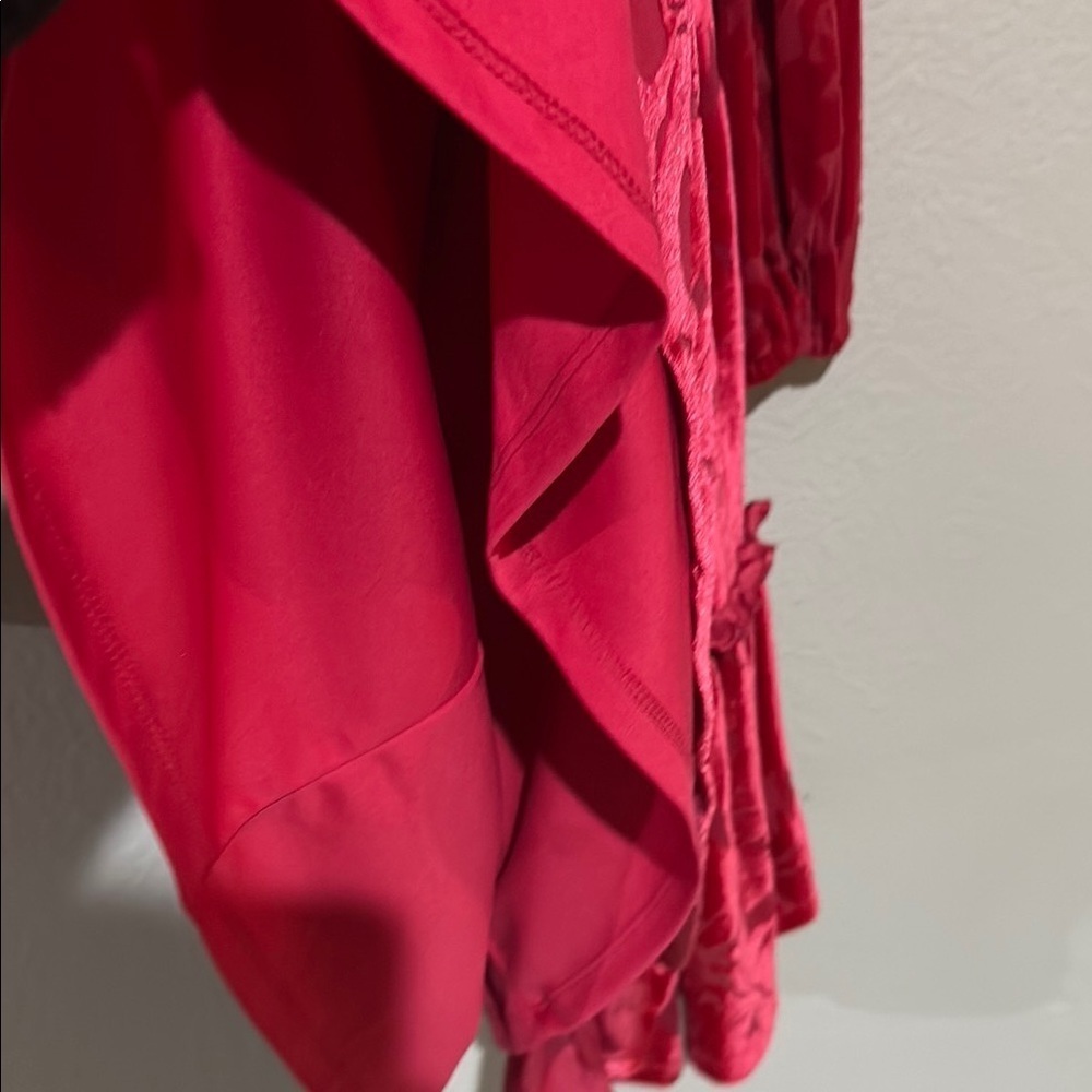 Eloquii Pink Mock Neck Barbiecore Midi Dress velvet burnout romantic formal - Picture 9 of 14